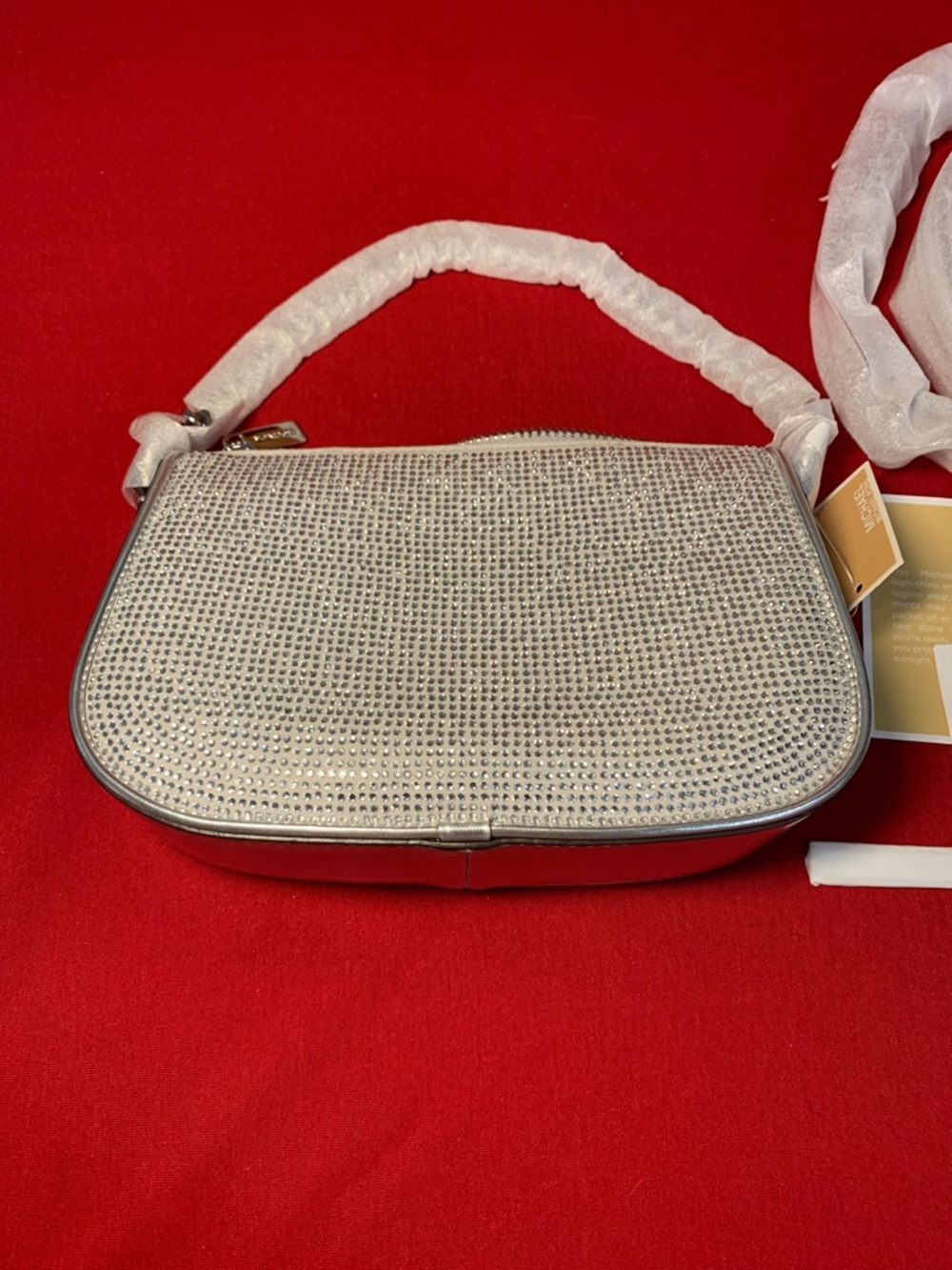 Michael Kors Silver Crystal-Embellished White Crossbody Bag - Picture 10 of 12